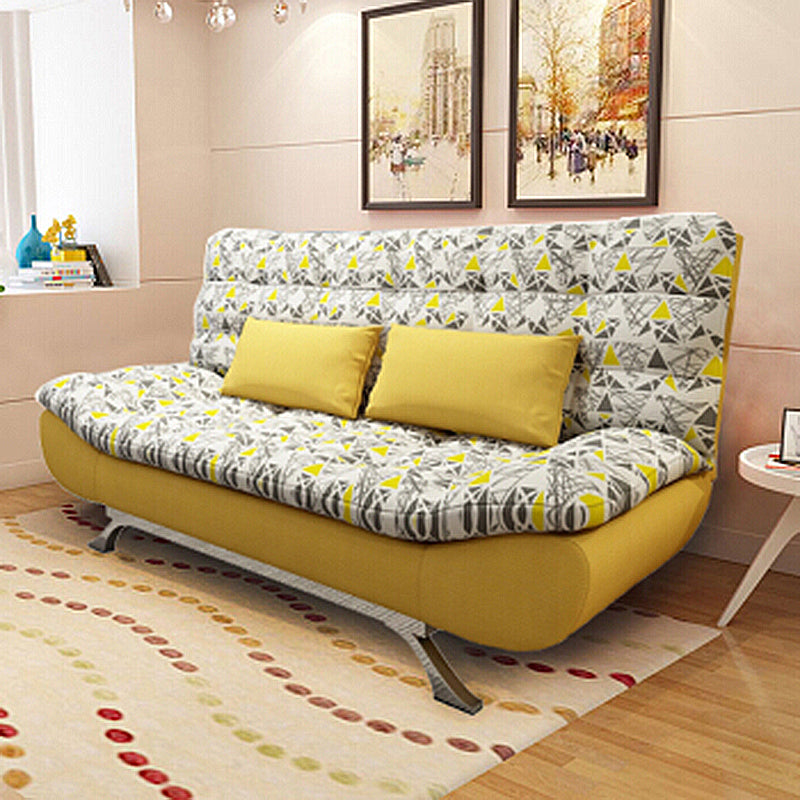 74.80" L√ó 34.65" W √ó 35.43" H Linen Slipcovered Couch Armless Sofa with Biscuit Back Yellow White Clearhalo 'furn' 'furn_sofas' 'Furniture' 'furniture_sofas' 'Living Room Furniture' 'Sofa' 'sofas' 4882910
