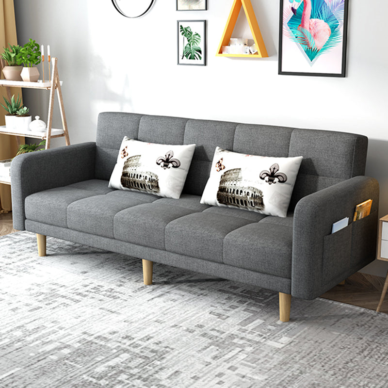 Modern Linen Tufted Sofa Bed 31"H Convertible Sofa with Square Arm Dark Gray Clearhalo 'furn' 'furn_sofas' 'Furniture' 'furniture_sofas' 'Living Room Furniture' 'Sofa' 'sofas' 4882913