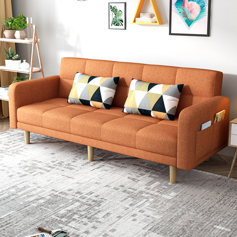 Modern Linen Tufted Sofa Bed 31"H Convertible Sofa with Square Arm Orange Clearhalo 'furn' 'furn_sofas' 'Furniture' 'furniture_sofas' 'Living Room Furniture' 'Sofa' 'sofas' 4882915