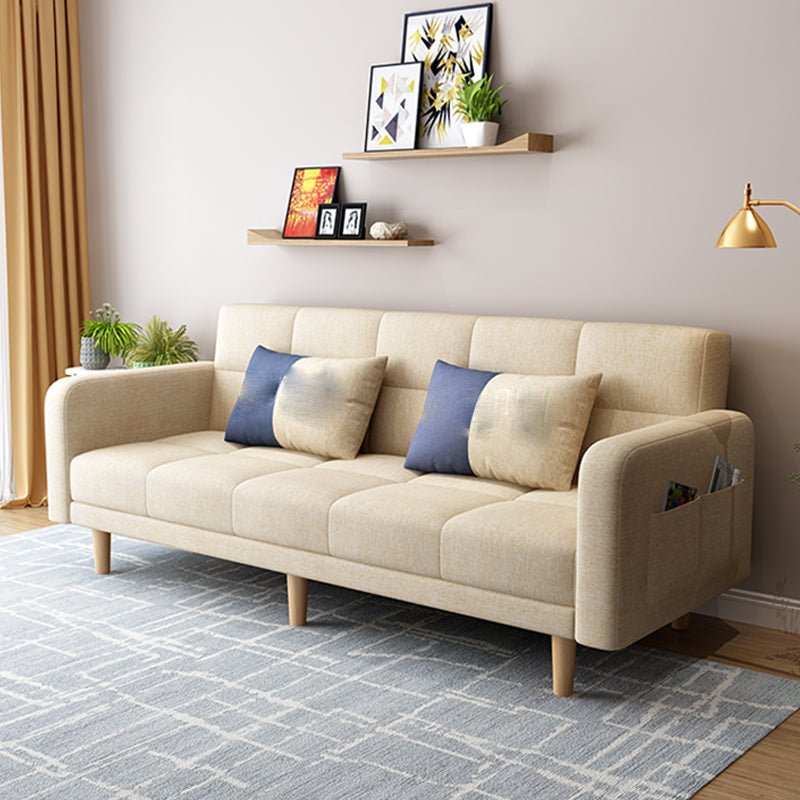 Modern Linen Tufted Sofa Bed 31"H Convertible Sofa with Square Arm 79"L x 28"W x 31.5"H Off-White Clearhalo 'furn' 'furn_sofas' 'Furniture' 'furniture_sofas' 'Living Room Furniture' 'Sofa' 'sofas' 4882918