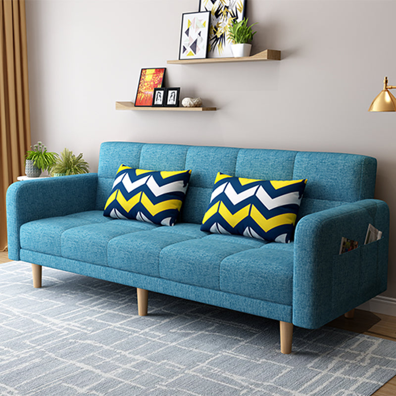 Modern Linen Tufted Sofa Bed 31"H Convertible Sofa with Square Arm Blue Clearhalo 'furn' 'furn_sofas' 'Furniture' 'furniture_sofas' 'Living Room Furniture' 'Sofa' 'sofas' 4882922