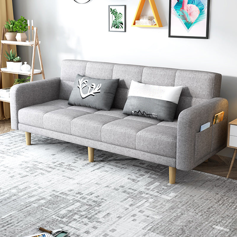 Modern Linen Tufted Sofa Bed 31"H Convertible Sofa with Square Arm Grey Clearhalo 'furn' 'furn_sofas' 'Furniture' 'furniture_sofas' 'Living Room Furniture' 'Sofa' 'sofas' 4882923