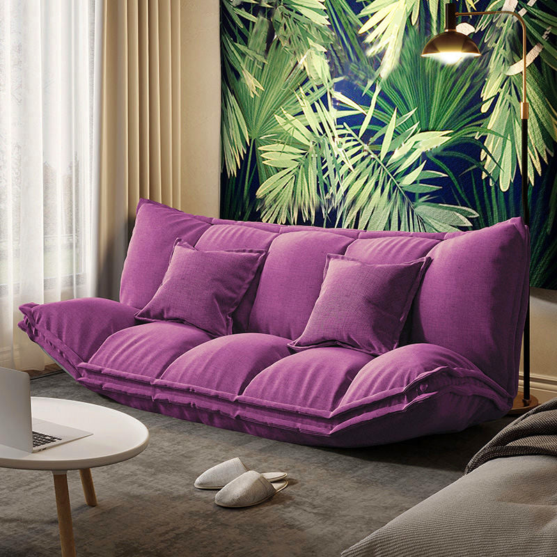 Contemporary Tight Back Convertible Sleeper Sofa Solid Color Fabric Armless Sofa Purple Clearhalo 'furn' 'furn_sofas' 'Furniture' 'furniture_sofas' 'Living Room Furniture' 'Sofa' 'sofas' 4882934