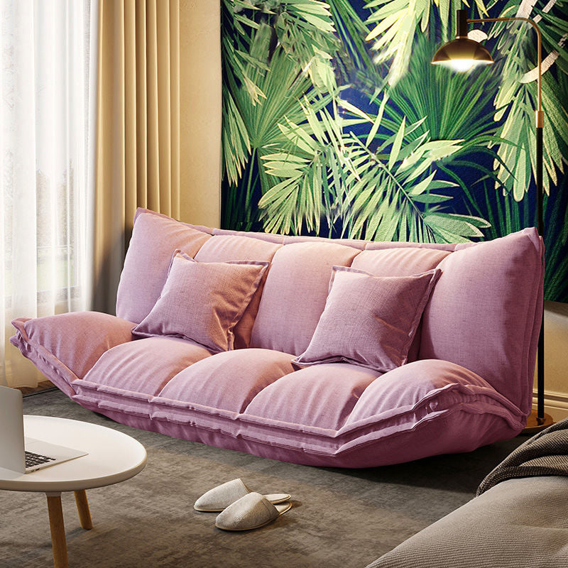 Contemporary Tight Back Convertible Sleeper Sofa Solid Color Fabric Armless Sofa Pink Clearhalo 'furn' 'furn_sofas' 'Furniture' 'furniture_sofas' 'Living Room Furniture' 'Sofa' 'sofas' 4882935