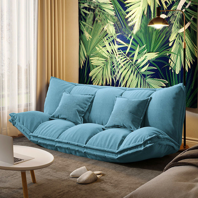 Contemporary Tight Back Convertible Sleeper Sofa Solid Color Fabric Armless Sofa Light Blue Clearhalo 'furn' 'furn_sofas' 'Furniture' 'furniture_sofas' 'Living Room Furniture' 'Sofa' 'sofas' 4882936