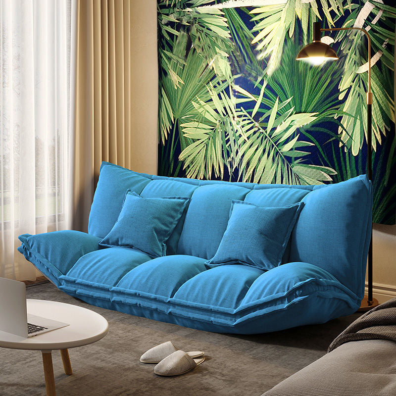 Contemporary Tight Back Convertible Sleeper Sofa Solid Color Fabric Armless Sofa Airy Blue Clearhalo 'furn' 'furn_sofas' 'Furniture' 'furniture_sofas' 'Living Room Furniture' 'Sofa' 'sofas' 4882938