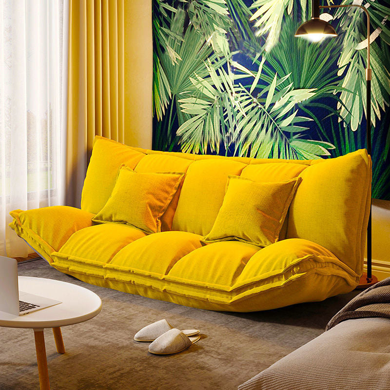 Contemporary Tight Back Convertible Sleeper Sofa Solid Color Fabric Armless Sofa Yellow Clearhalo 'furn' 'furn_sofas' 'Furniture' 'furniture_sofas' 'Living Room Furniture' 'Sofa' 'sofas' 4882939