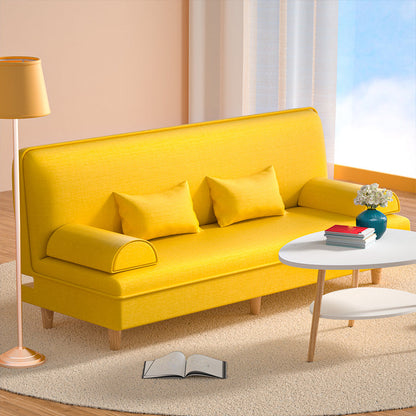 Modern Cotton-Blend/Faux Leather Convertible Sofa 33"H Armless Sofa for Living Room Yellow Clearhalo 'furn' 'furn_sofas' 'Furniture' 'furniture_sofas' 'Living Room Furniture' 'Sofa' 'sofas' 4882949