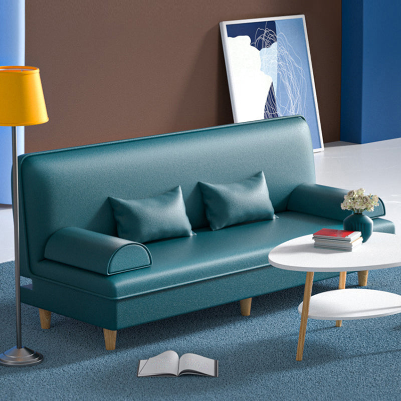 Modern Cotton-Blend/Faux Leather Convertible Sofa 33"H Armless Sofa for Living Room 79"L x 29.5"W x 33.5"H Blackish Green Clearhalo 'furn' 'furn_sofas' 'Furniture' 'furniture_sofas' 'Living Room Furniture' 'Sofa' 'sofas' 4882950