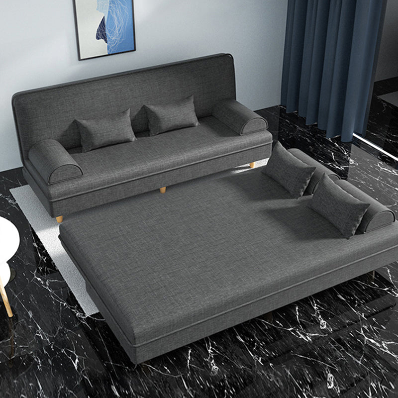 Modern Cotton-Blend/Faux Leather Convertible Sofa 33"H Armless Sofa for Living Room Clearhalo 'furn' 'furn_sofas' 'Furniture' 'furniture_sofas' 'Living Room Furniture' 'Sofa' 'sofas' 4882951