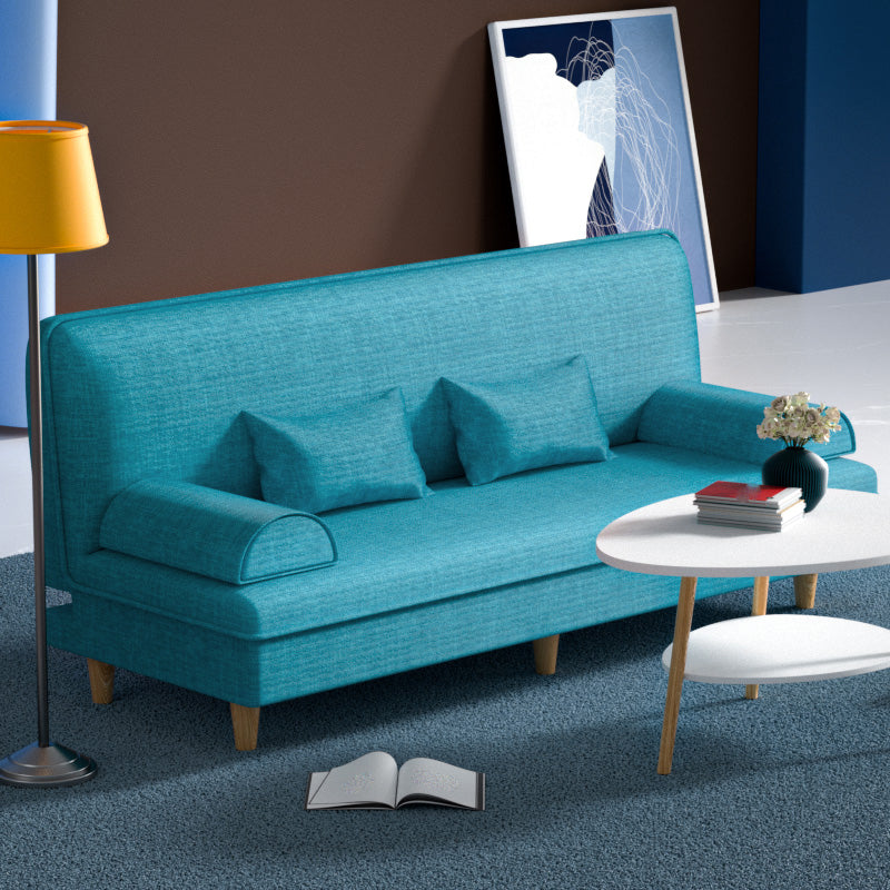 Modern Cotton-Blend/Faux Leather Convertible Sofa 33"H Armless Sofa for Living Room Blue Clearhalo 'furn' 'furn_sofas' 'Furniture' 'furniture_sofas' 'Living Room Furniture' 'Sofa' 'sofas' 4882952