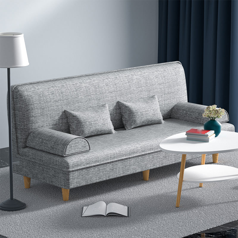 Modern Cotton-Blend/Faux Leather Convertible Sofa 33"H Armless Sofa for Living Room Smoke Gray Clearhalo 'furn' 'furn_sofas' 'Furniture' 'furniture_sofas' 'Living Room Furniture' 'Sofa' 'sofas' 4882953