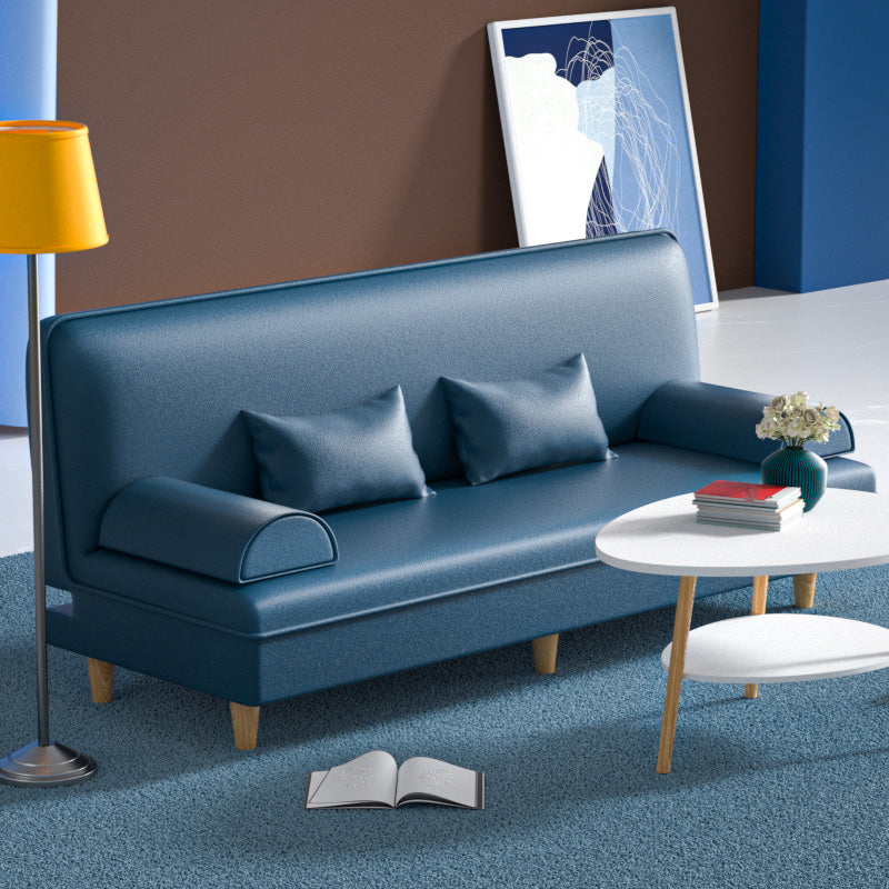 Modern Cotton-Blend/Faux Leather Convertible Sofa 33"H Armless Sofa for Living Room Airy Blue Clearhalo 'furn' 'furn_sofas' 'Furniture' 'furniture_sofas' 'Living Room Furniture' 'Sofa' 'sofas' 4882955