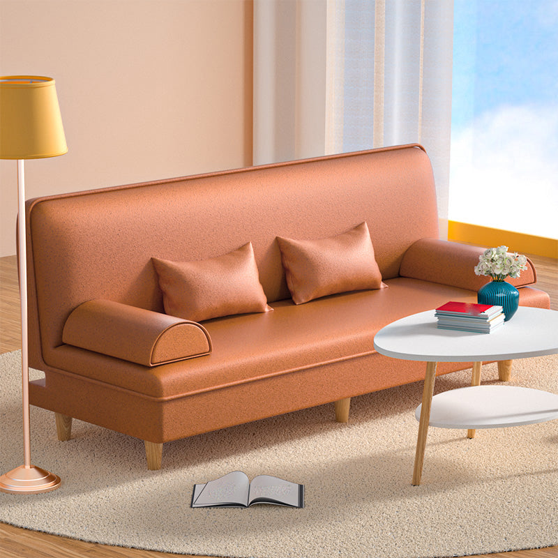 Modern Cotton-Blend/Faux Leather Convertible Sofa 33"H Armless Sofa for Living Room Orange Clearhalo 'furn' 'furn_sofas' 'Furniture' 'furniture_sofas' 'Living Room Furniture' 'Sofa' 'sofas' 4882958