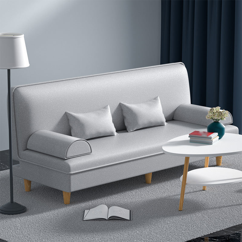 Modern Cotton-Blend/Faux Leather Convertible Sofa 33"H Armless Sofa for Living Room Grey Clearhalo 'furn' 'furn_sofas' 'Furniture' 'furniture_sofas' 'Living Room Furniture' 'Sofa' 'sofas' 4882962