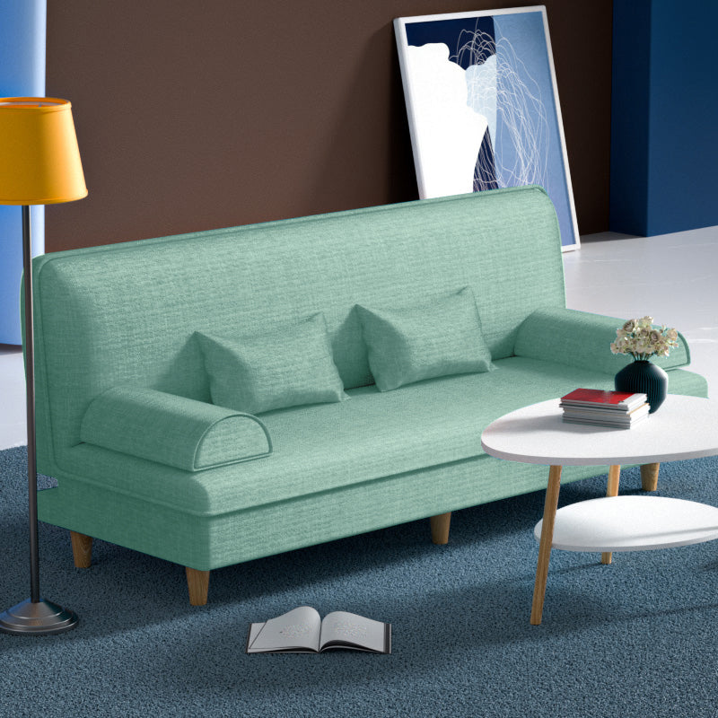 Modern Cotton-Blend/Faux Leather Convertible Sofa 33"H Armless Sofa for Living Room Green Clearhalo 'furn' 'furn_sofas' 'Furniture' 'furniture_sofas' 'Living Room Furniture' 'Sofa' 'sofas' 4882965