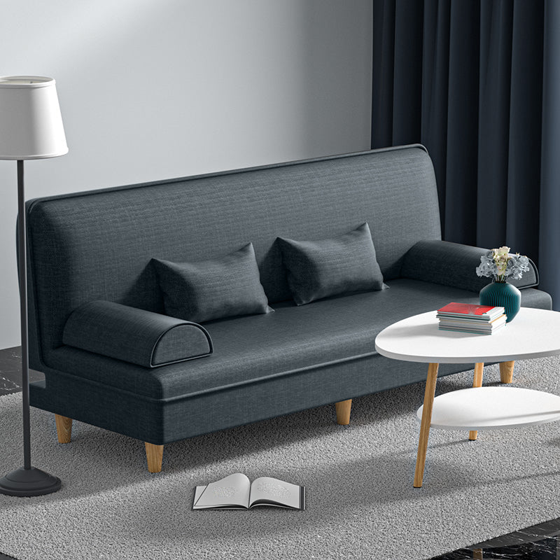 Modern Cotton-Blend/Faux Leather Convertible Sofa 33"H Armless Sofa for Living Room Dark Gray Clearhalo 'furn' 'furn_sofas' 'Furniture' 'furniture_sofas' 'Living Room Furniture' 'Sofa' 'sofas' 4882967