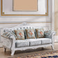 Traditional Tufted Rolled Arm Settee Slipcovered Sofa for Three People Green-White Clearhalo 'furn' 'furn_sofas' 'Furniture' 'furniture_sofas' 'Living Room Furniture' 'Sofa' 'sofas' 4882978