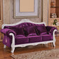Traditional Tufted Rolled Arm Settee Slipcovered Sofa for Three People Purple White Clearhalo 'furn' 'furn_sofas' 'Furniture' 'furniture_sofas' 'Living Room Furniture' 'Sofa' 'sofas' 4882983