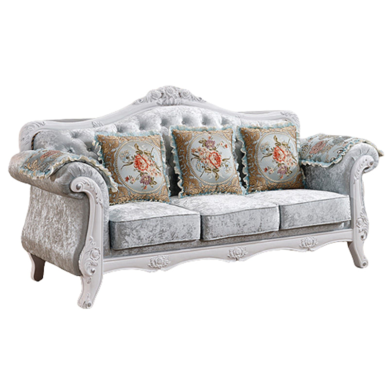Traditional Tufted Rolled Arm Settee Slipcovered Sofa for Three People Clearhalo 'furn' 'furn_sofas' 'Furniture' 'furniture_sofas' 'Living Room Furniture' 'Sofa' 'sofas' 4882984