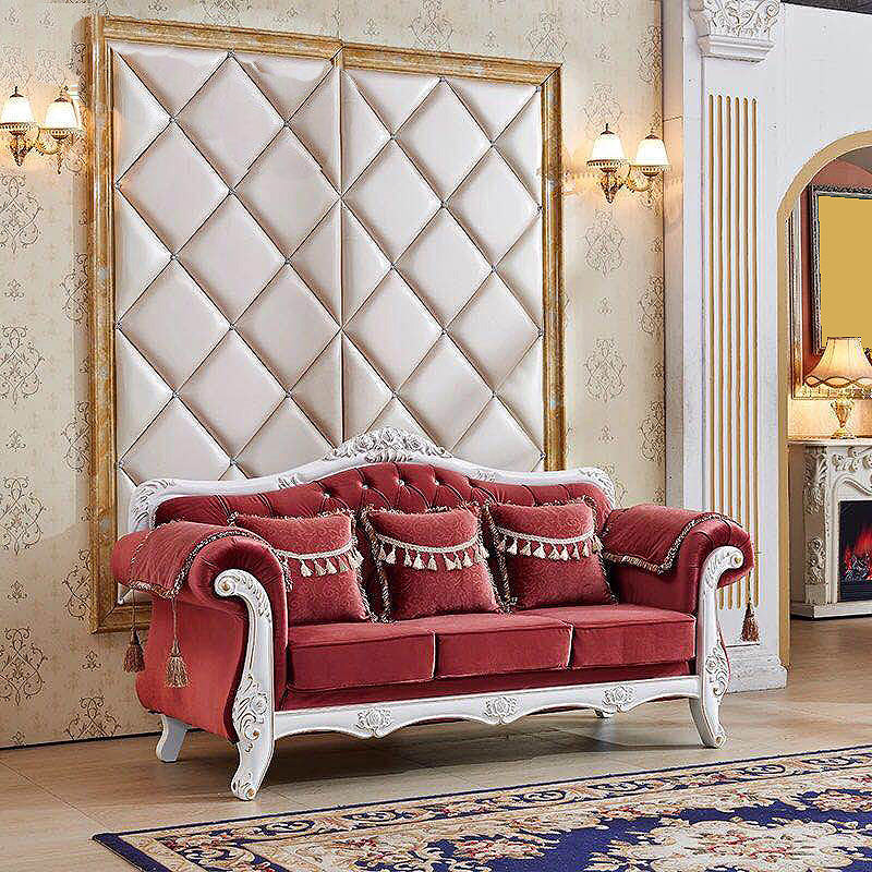 Traditional Tufted Rolled Arm Settee Slipcovered Sofa for Three People Red-White Clearhalo 'furn' 'furn_sofas' 'Furniture' 'furniture_sofas' 'Living Room Furniture' 'Sofa' 'sofas' 4882985