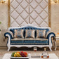Traditional Tufted Rolled Arm Settee Slipcovered Sofa for Three People Navy-White Clearhalo 'furn' 'furn_sofas' 'Furniture' 'furniture_sofas' 'Living Room Furniture' 'Sofa' 'sofas' 4882993