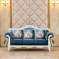 Traditional Tufted Rolled Arm Settee Slipcovered Sofa for Three People Dark Blue-White Clearhalo 'furn' 'furn_sofas' 'Furniture' 'furniture_sofas' 'Living Room Furniture' 'Sofa' 'sofas' 4882995