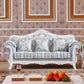 Traditional Tufted Rolled Arm Settee Slipcovered Sofa for Three People Blue-Yellow-White Clearhalo 'furn' 'furn_sofas' 'Furniture' 'furniture_sofas' 'Living Room Furniture' 'Sofa' 'sofas' 4883004