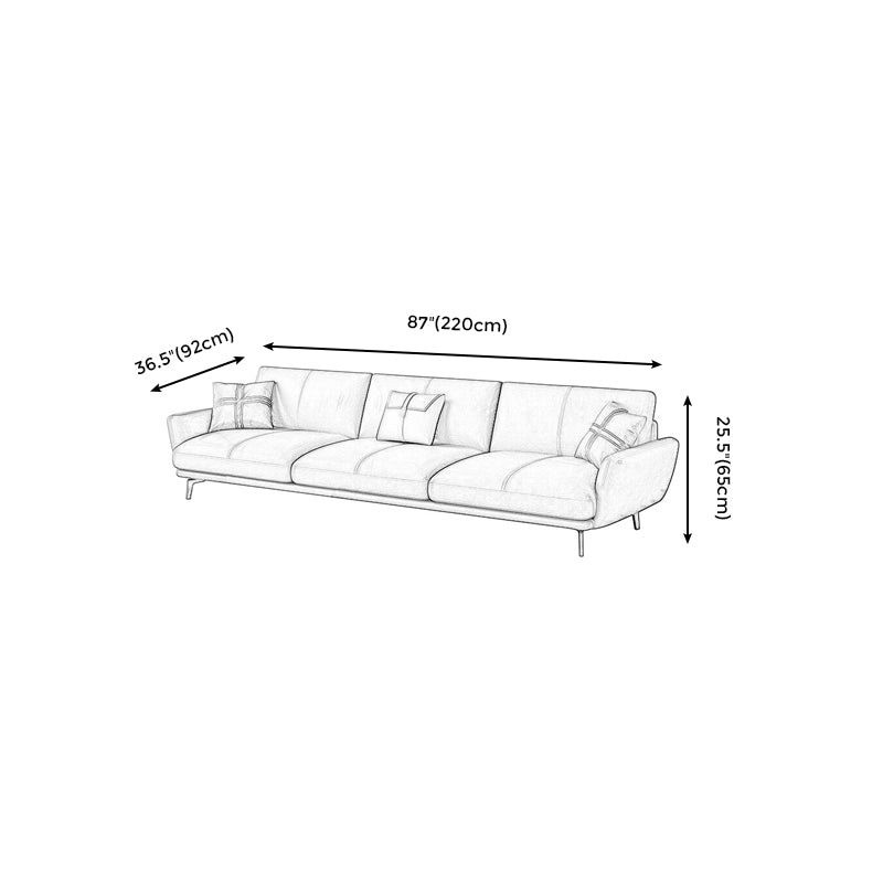 Faux Leather Flared Arm Sofa Pillows Back Couch for Three People Clearhalo 'Furniture' 'furniture_sofas' 'Living Room Furniture' 'Sofa' 'sofas' 4883018