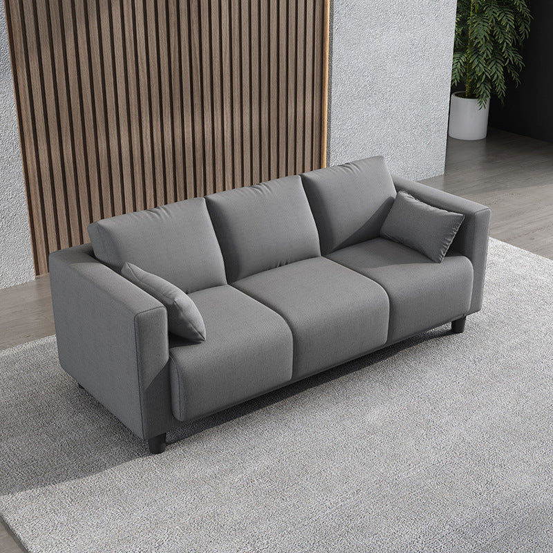 Modern Faux Leather/Linen Sofa Square Arm Couch for Living Room Dark Gray Clearhalo 'furn' 'furn_sofas' 'Furniture' 'furniture_sofas' 'Living Room Furniture' 'Sofa' 'sofas' 4883019