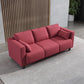 Modern Faux Leather/Linen Sofa Square Arm Couch for Living Room Burgundy Clearhalo 'furn' 'furn_sofas' 'Furniture' 'furniture_sofas' 'Living Room Furniture' 'Sofa' 'sofas' 4883020