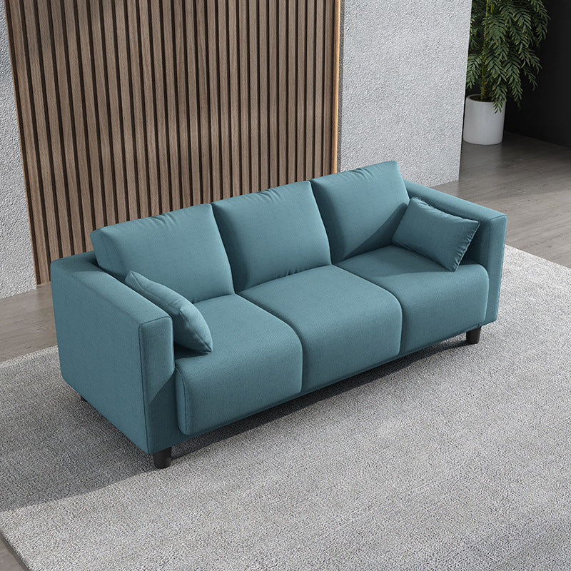 Modern Faux Leather/Linen Sofa Square Arm Couch for Living Room Light Blue Clearhalo 'furn' 'furn_sofas' 'Furniture' 'furniture_sofas' 'Living Room Furniture' 'Sofa' 'sofas' 4883021