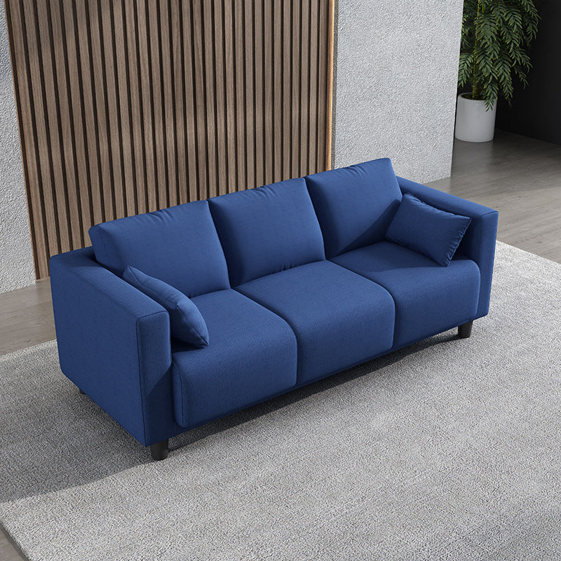 Modern Faux Leather/Linen Sofa Square Arm Couch for Living Room Dark Blue Clearhalo 'furn' 'furn_sofas' 'Furniture' 'furniture_sofas' 'Living Room Furniture' 'Sofa' 'sofas' 4883023