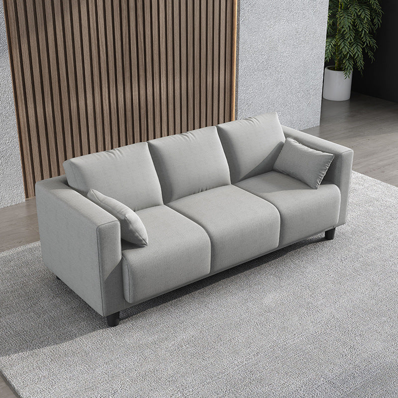 Modern Faux Leather/Linen Sofa Square Arm Couch for Living Room Light Gray Clearhalo 'furn' 'furn_sofas' 'Furniture' 'furniture_sofas' 'Living Room Furniture' 'Sofa' 'sofas' 4883027
