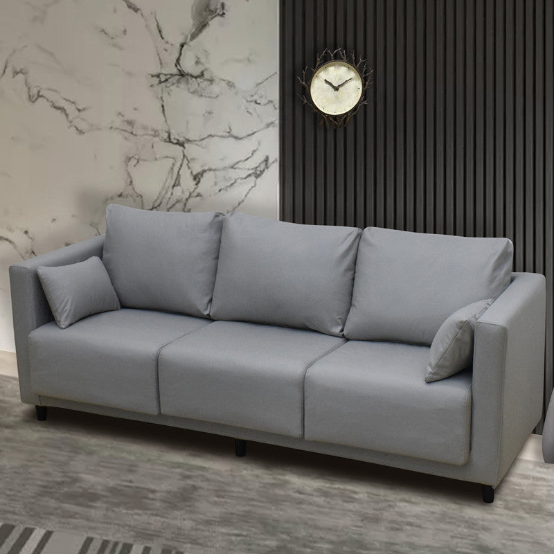 Modern Faux Leather/Linen Sofa Square Arm Couch for Living Room Light Gray-Black Clearhalo 'furn' 'furn_sofas' 'Furniture' 'furniture_sofas' 'Living Room Furniture' 'Sofa' 'sofas' 4883028