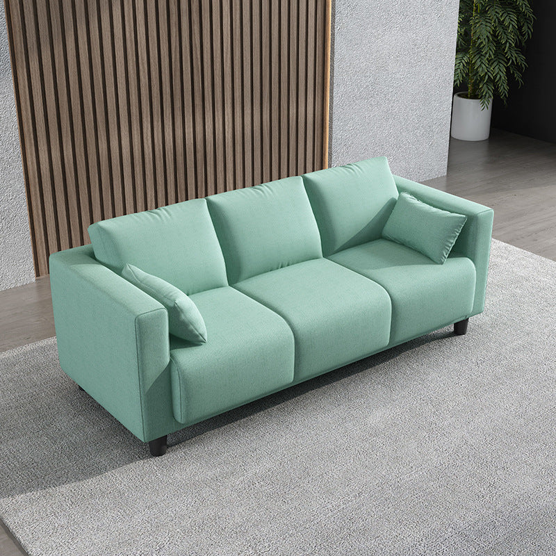 Modern Faux Leather/Linen Sofa Square Arm Couch for Living Room 78.7"L x 27.6"W x 29.5"H Mint Green Clearhalo 'furn' 'furn_sofas' 'Furniture' 'furniture_sofas' 'Living Room Furniture' 'Sofa' 'sofas' 4883030