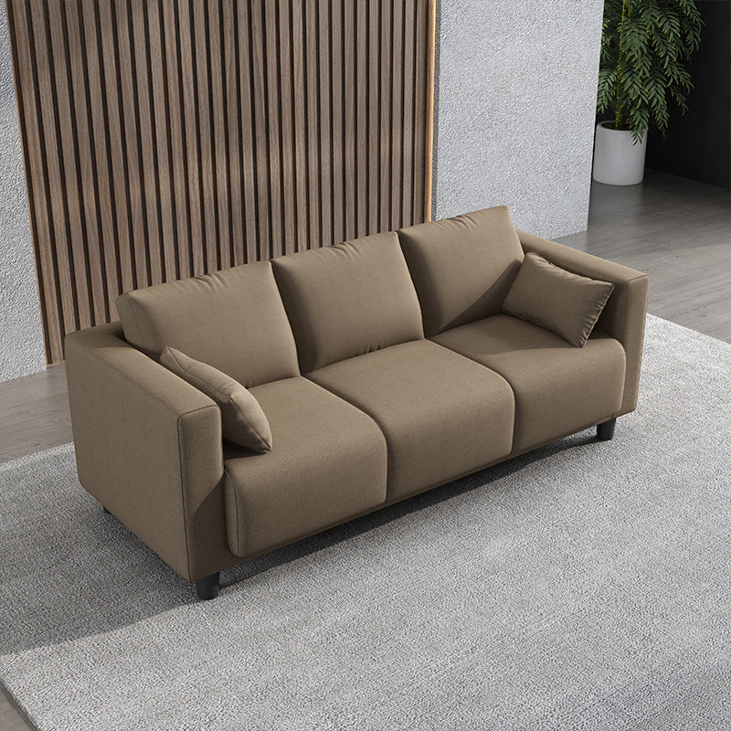 Modern Faux Leather/Linen Sofa Square Arm Couch for Living Room Coffee Clearhalo 'furn' 'furn_sofas' 'Furniture' 'furniture_sofas' 'Living Room Furniture' 'Sofa' 'sofas' 4883031