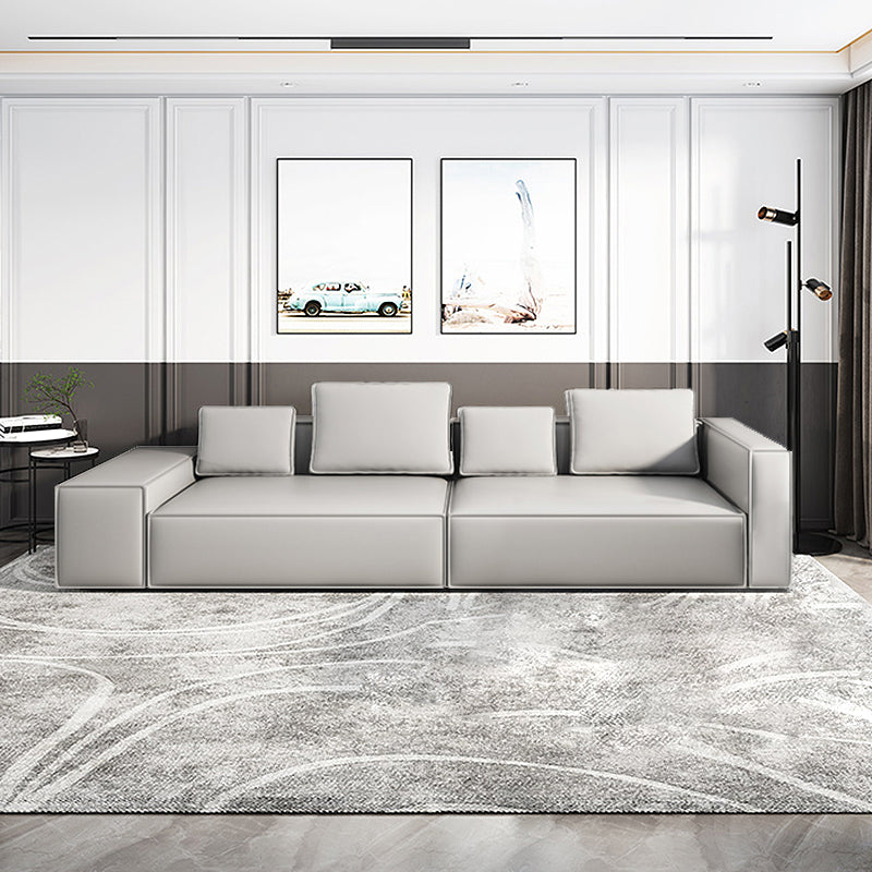 Stain-Resistant Stationary Faux Leather Sofa Living Room Square Arm Couch 106"L x 39"W x 26"H Sponge Clearhalo 'furn' 'furn_sofas' 'Furniture' 'furniture_sofas' 'Living Room Furniture' 'Sofa' 'sofas' 4883036