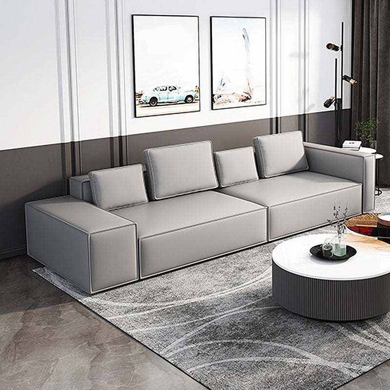 Stain-Resistant Stationary Faux Leather Sofa Living Room Square Arm Couch 83"L x 39"W x 26"H Clearhalo 'furn' 'furn_sofas' 'Furniture' 'furniture_sofas' 'Living Room Furniture' 'Sofa' 'sofas' 4883038