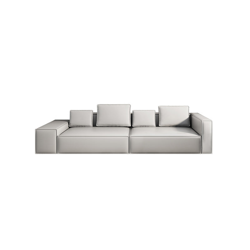 Stain-Resistant Stationary Faux Leather Sofa Living Room Square Arm Couch 94"L x 39"W x 26"H Sponge Clearhalo 'furn' 'furn_sofas' 'Furniture' 'furniture_sofas' 'Living Room Furniture' 'Sofa' 'sofas' 4883043