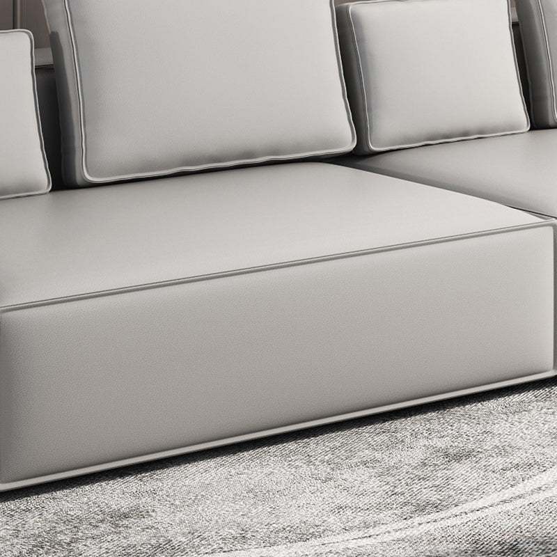 Stain-Resistant Stationary Faux Leather Sofa Living Room Square Arm Couch Clearhalo 'furn' 'furn_sofas' 'Furniture' 'furniture_sofas' 'Living Room Furniture' 'Sofa' 'sofas' 4883045