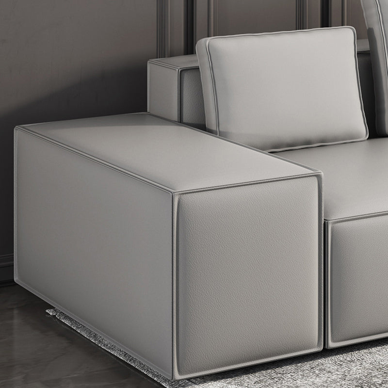 Stain-Resistant Stationary Faux Leather Sofa Living Room Square Arm Couch Clearhalo 'furn' 'furn_sofas' 'Furniture' 'furniture_sofas' 'Living Room Furniture' 'Sofa' 'sofas' 4883046