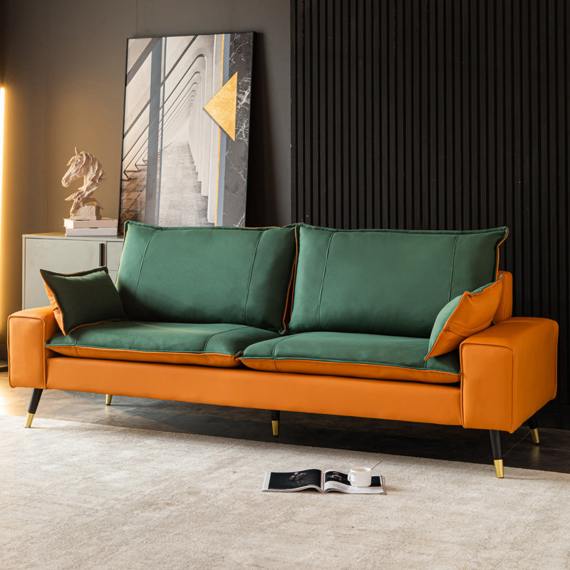 Mid-Century Modern Square Arm Sofa Pillow Back Couch for Living Room Orange Green Clearhalo 'furn' 'furn_sofas' 'Furniture' 'furniture_sofas' 'Living Room Furniture' 'Sofa' 'sofas' 4883056