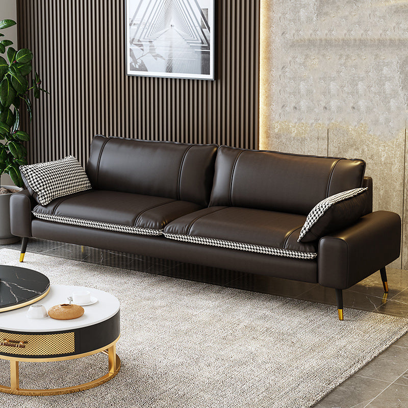 Mid-Century Modern Square Arm Sofa Pillow Back Couch for Living Room Gray Houndstooth Memory Foam Clearhalo 'furn' 'furn_sofas' 'Furniture' 'furniture_sofas' 'Living Room Furniture' 'Sofa' 'sofas' 4883057