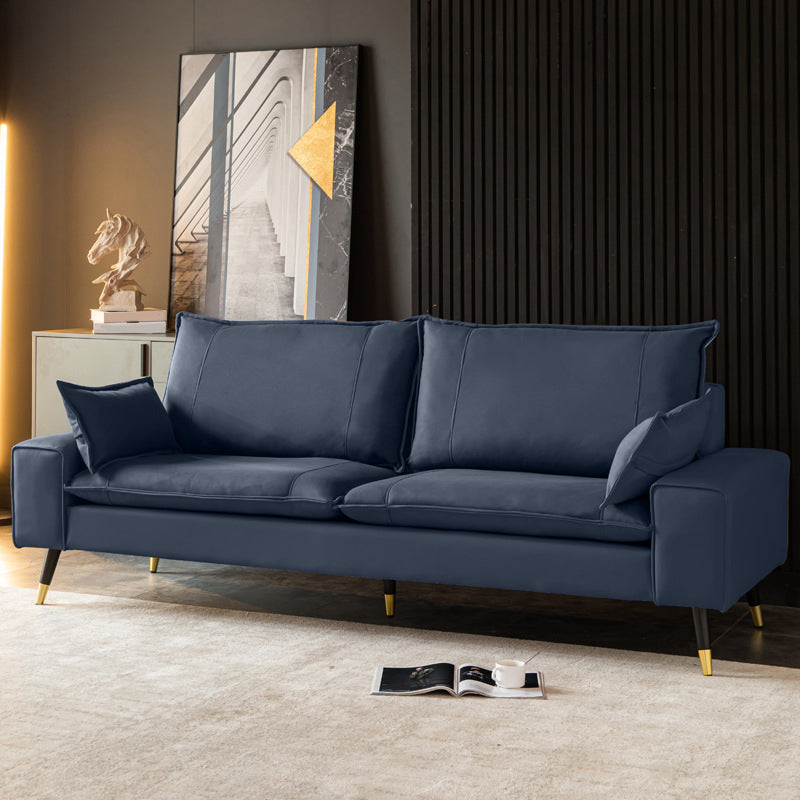 Mid-Century Modern Square Arm Sofa Pillow Back Couch for Living Room Navy Memory Foam Clearhalo 'furn' 'furn_sofas' 'Furniture' 'furniture_sofas' 'Living Room Furniture' 'Sofa' 'sofas' 4883058
