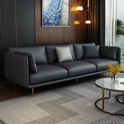 Contemporary Sofa with 3 Pillows Suare Arm Couch for Living Room Dark Gray Memory Foam Clearhalo 'furn' 'furn_sofas' 'Furniture' 'furniture_sofas' 'Living Room Furniture' 'Sofa' 'sofas' 4883074