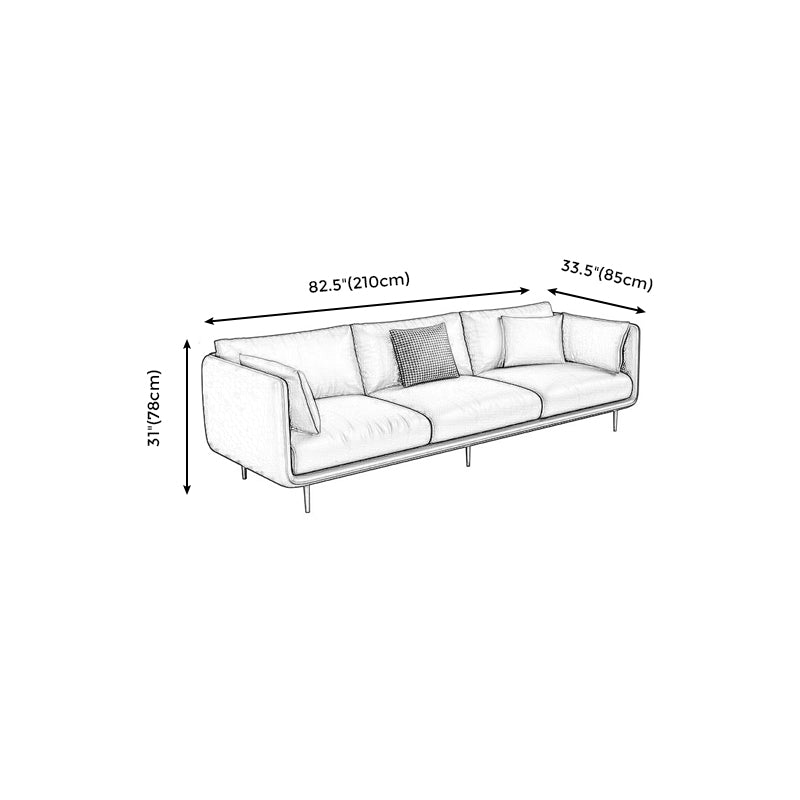 Contemporary Sofa with 3 Pillows Suare Arm Couch for Living Room Clearhalo 'furn' 'furn_sofas' 'Furniture' 'furniture_sofas' 'Living Room Furniture' 'Sofa' 'sofas' 4883080
