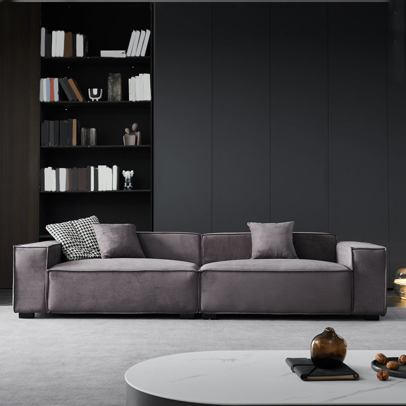 Stationary Stain-Resistant Faux Leather Sofa Living Room Gray Cushions Settee Clearhalo 'furn' 'furn_sofas' 'Furniture' 'furniture_sofas' 'Living Room Furniture' 'Sofa' 'sofas' 4883081