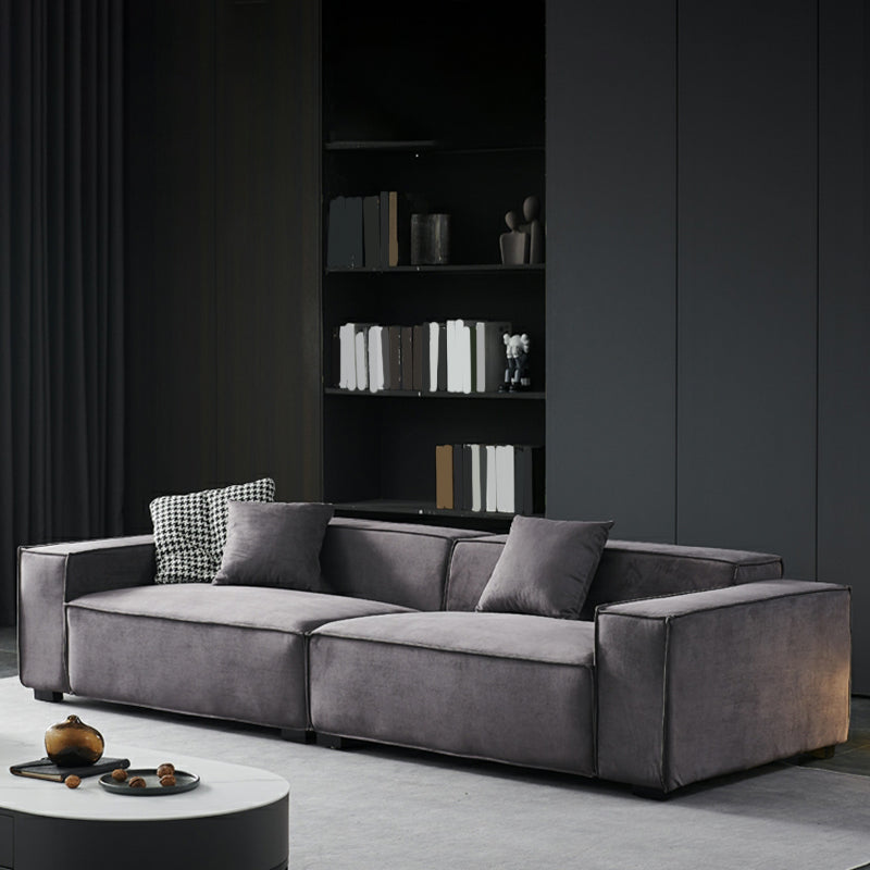 Stationary Stain-Resistant Faux Leather Sofa Living Room Gray Cushions Settee 110"L x 39"W x 28"H Sponge Clearhalo 'furn' 'furn_sofas' 'Furniture' 'furniture_sofas' 'Living Room Furniture' 'Sofa' 'sofas' 4883082