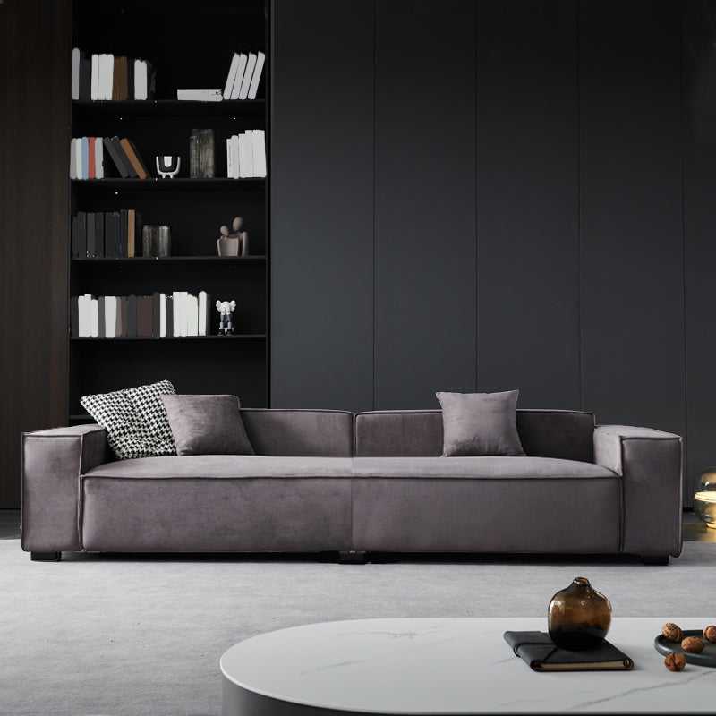 Stationary Stain-Resistant Faux Leather Sofa Living Room Gray Cushions Settee 85"L x 39"W x 28"H Clearhalo 'furn' 'furn_sofas' 'Furniture' 'furniture_sofas' 'Living Room Furniture' 'Sofa' 'sofas' 4883084